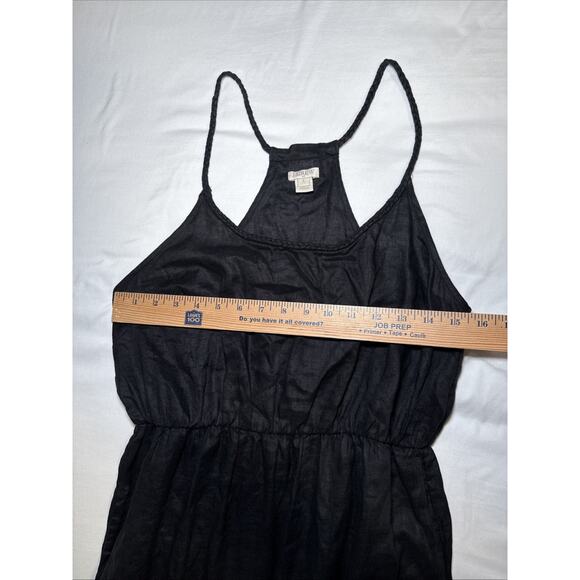 J Crew Beach Cover Up Maxi Dress 100% Linen Black Elastic Waist Womens Small EUC - Picture 9 of 16